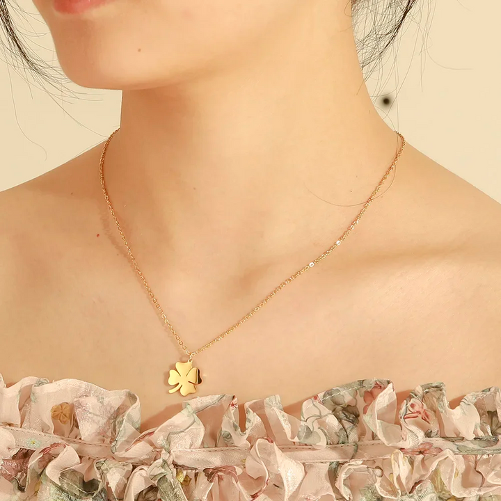 Ketting met Klavervierhanger | 14k Verguld Goud