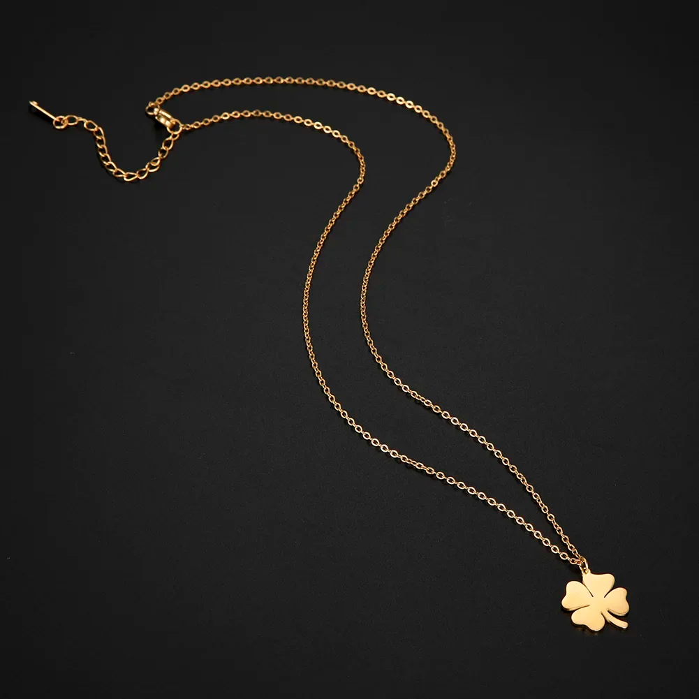 Ketting met Klavervierhanger | 14k Verguld Goud