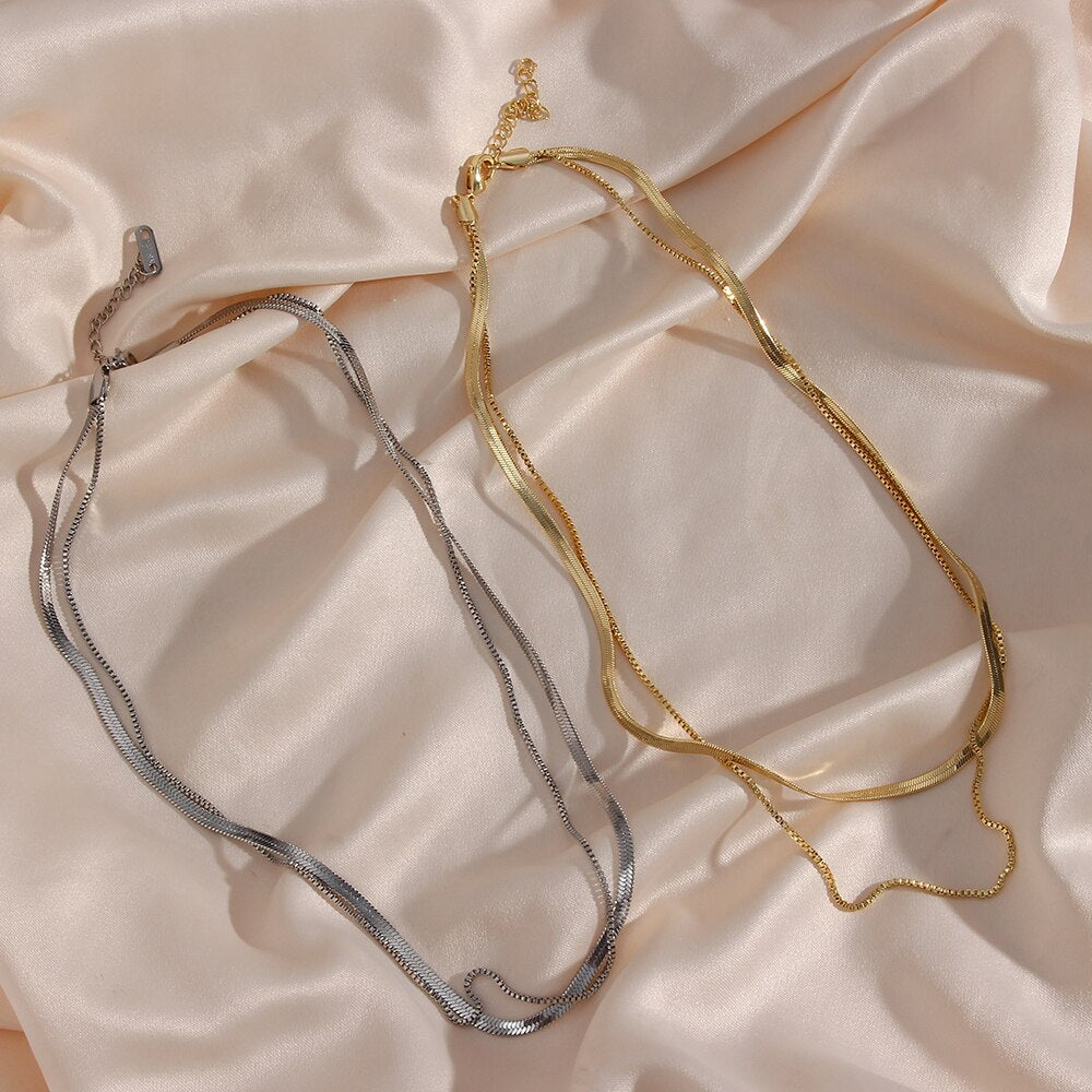 Gelaagde Visgraatketting Isa | 925 Sterling Zilver