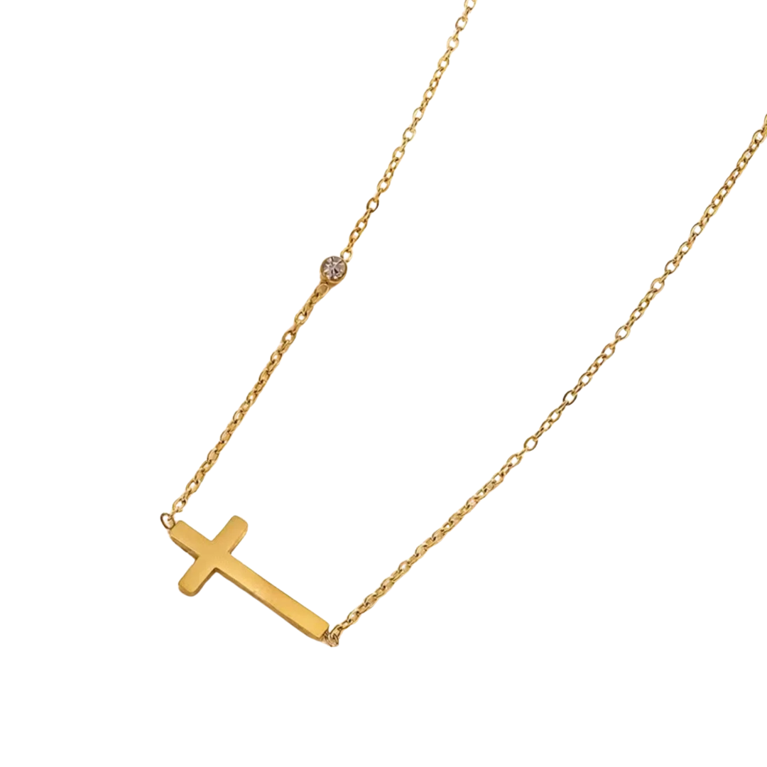 Chaîne avec pendentif croix | Or plaqué 14K