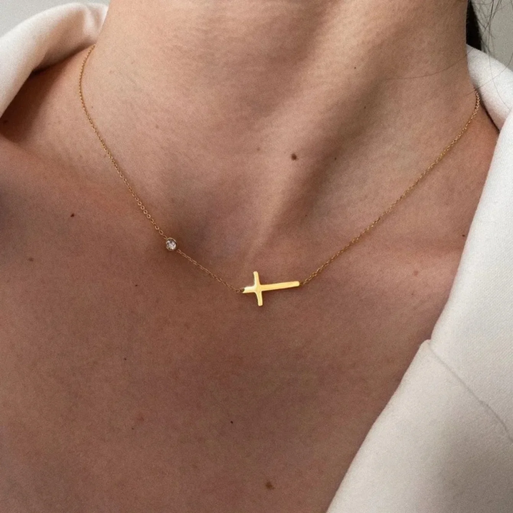 Chaîne avec pendentif croix | Or plaqué 14K