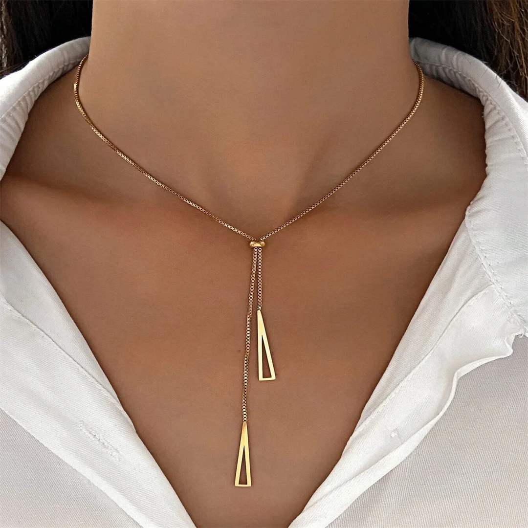 Collier lasso minimaliste | Or plaqué 14 carats