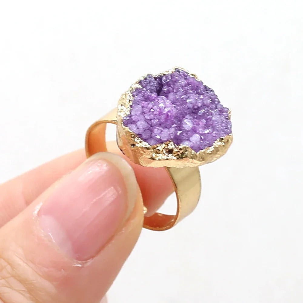 Helende Natuursteen Ring | 14K Verguld Goud & 925 Sterling Zilver