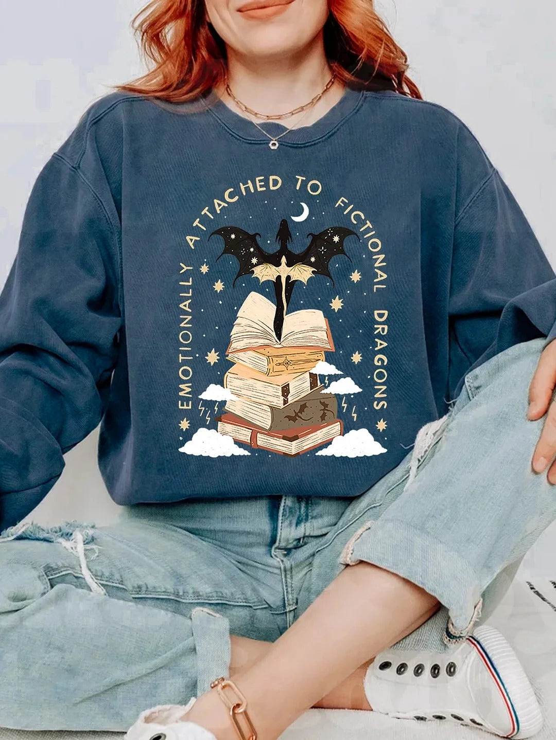 Fourth Wing Sweatshirt Emotionally Attached To Fictional Dragons