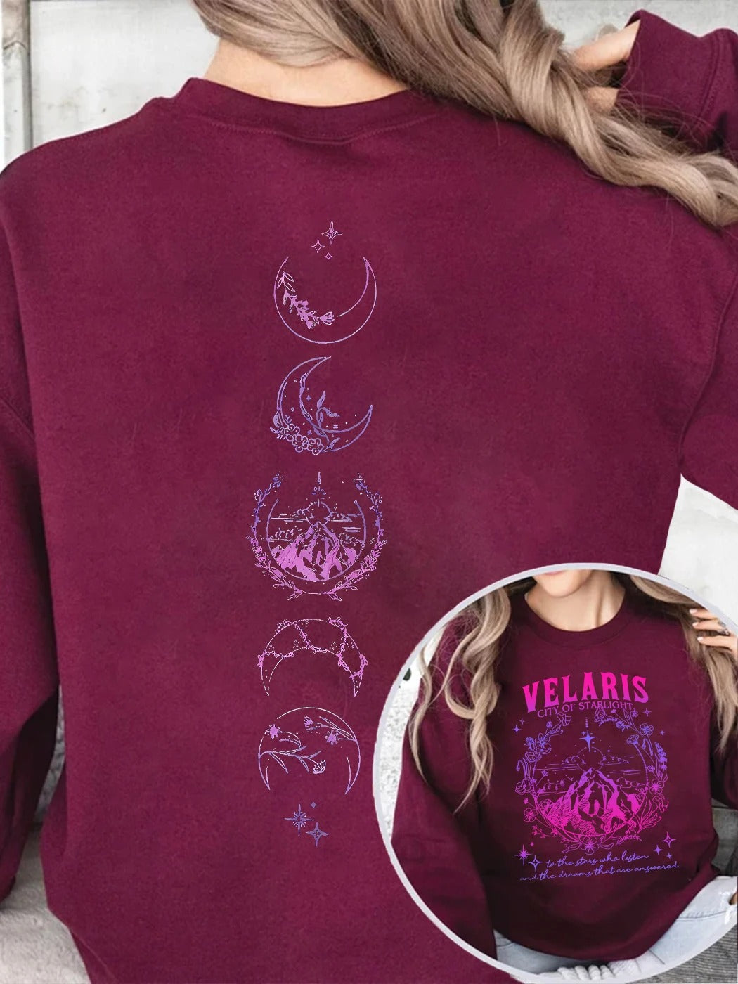 Velaris City Of Starlight Acotar Sweatshirt Cotton Galaxy Design