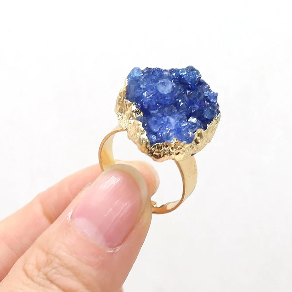 Helende Natuursteen Ring | 14K Verguld Goud & 925 Sterling Zilver