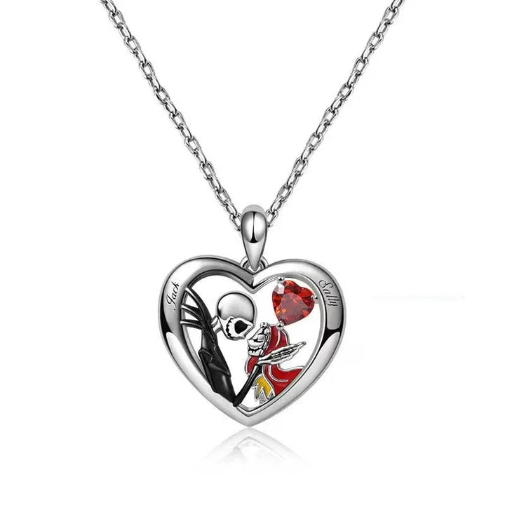 Jack & Sally Halloween Romantic Necklace Couples Sterling Silver Hypoallergeen