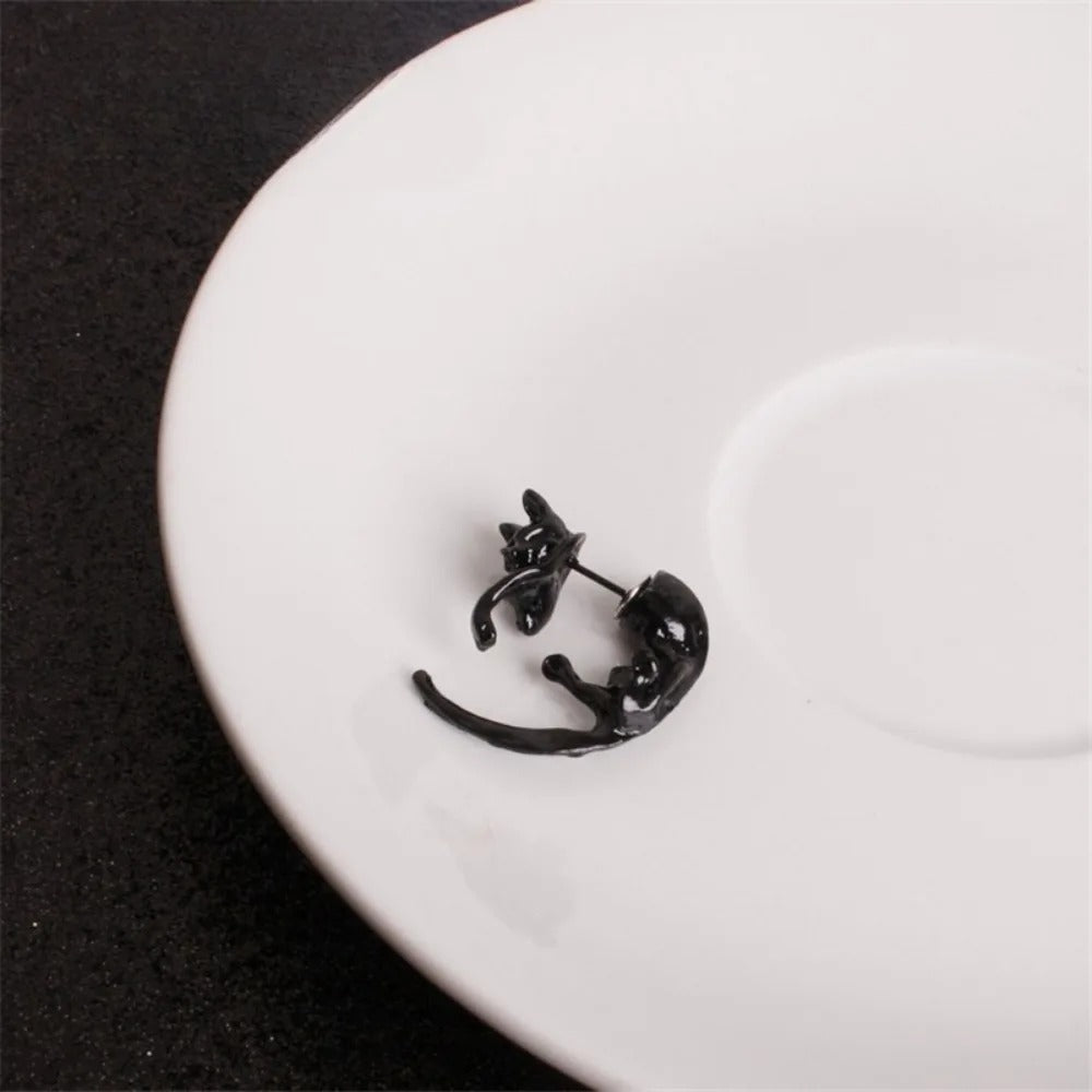 3D Black Cat Earrings