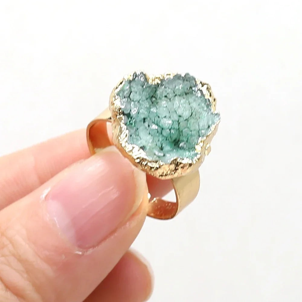 Helende Natuursteen Ring | 14K Verguld Goud & 925 Sterling Zilver