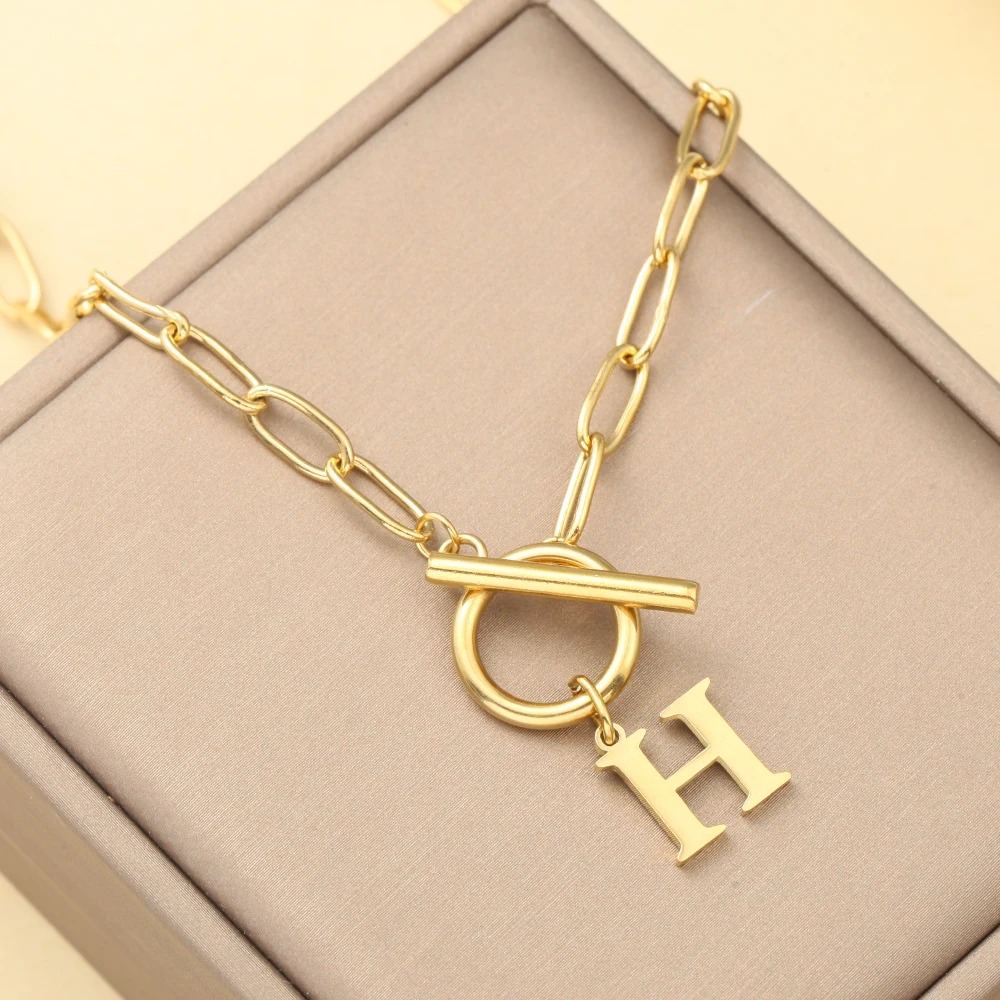 Collana con ciondolo iniziale | Oro placcato 14k