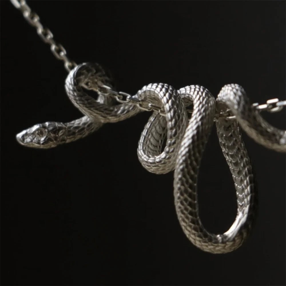 Wrapped Snake Necklace Gothic Design