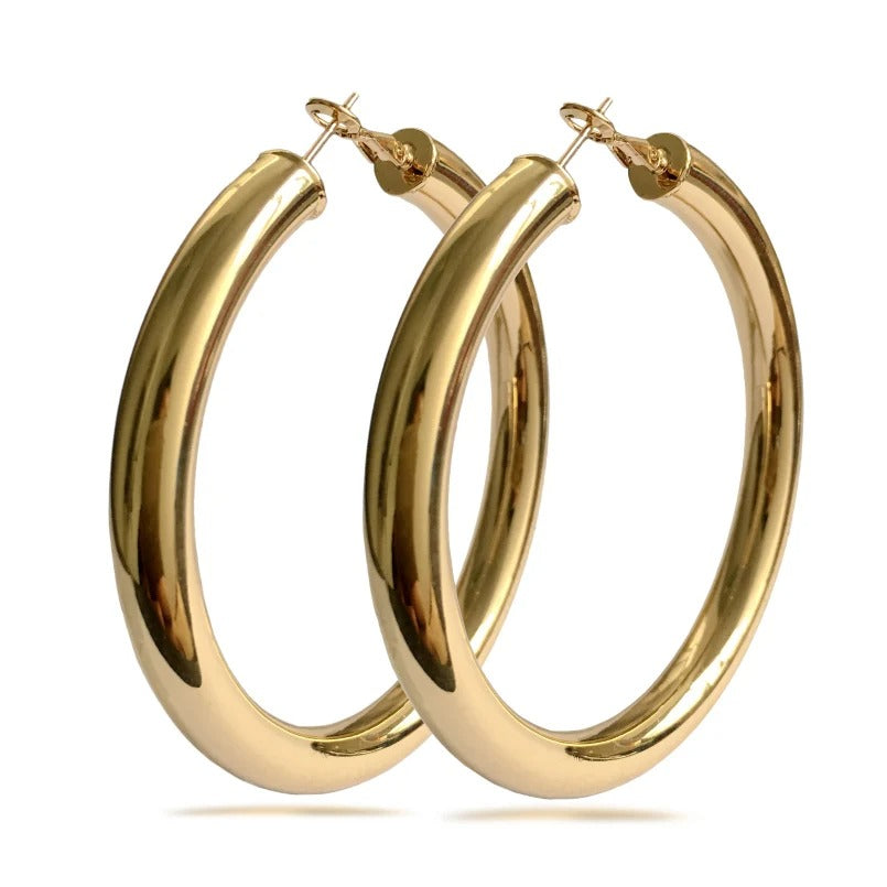 Oversized Earring Hoops | Plated 14k Gold