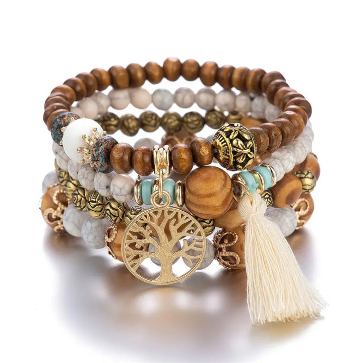 Tree of Life Houten Armband (4 stuks set)