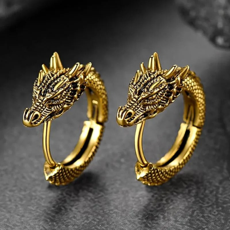 Dragon Head Earrings | Fantasy Collection 14k Plated Gold