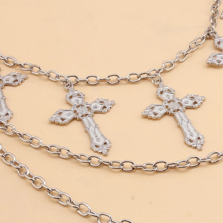 Multi Layered Jeans Chain Cross Design