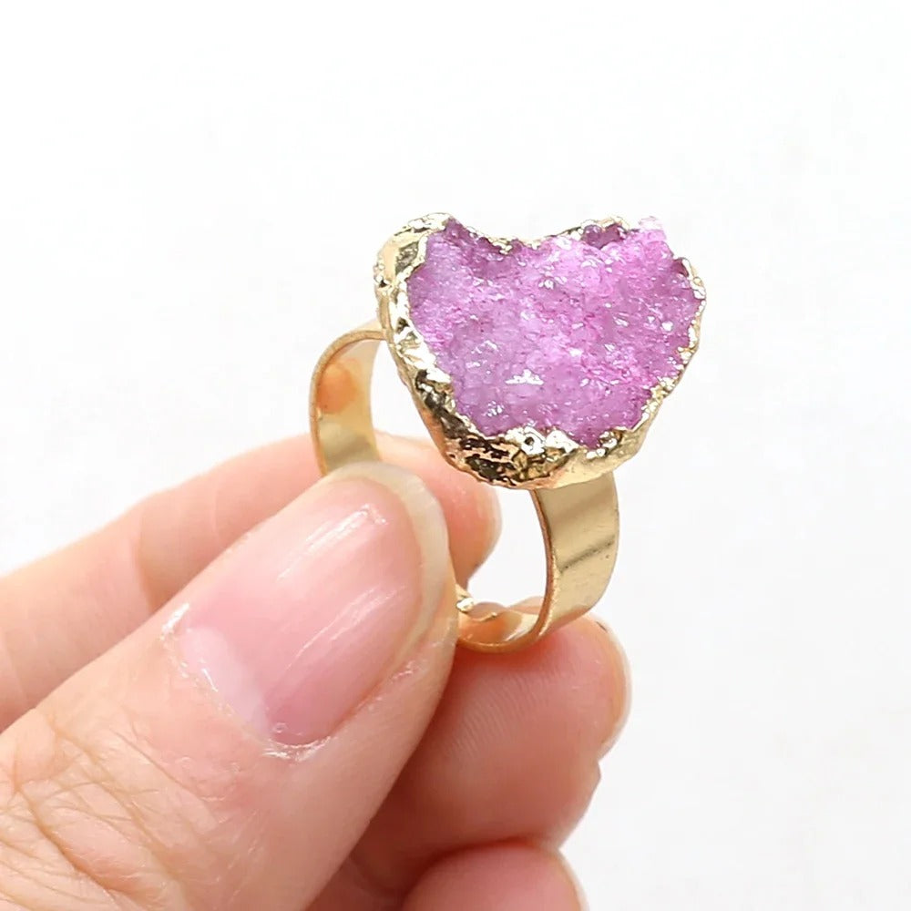 Helende Natuursteen Ring | 14K Verguld Goud & 925 Sterling Zilver