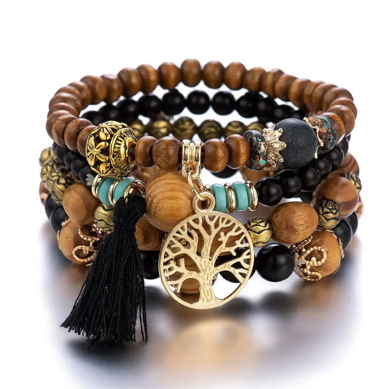 Tree of Life Houten Armband (4 stuks set)