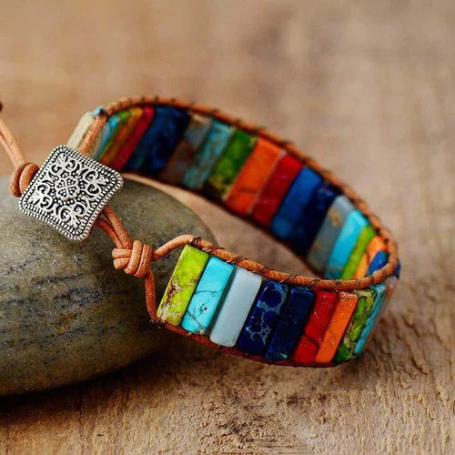 7 Chakra Leren Armband