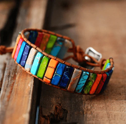 7 Chakra Leren Armband