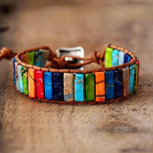 7 Chakra Leren Armband