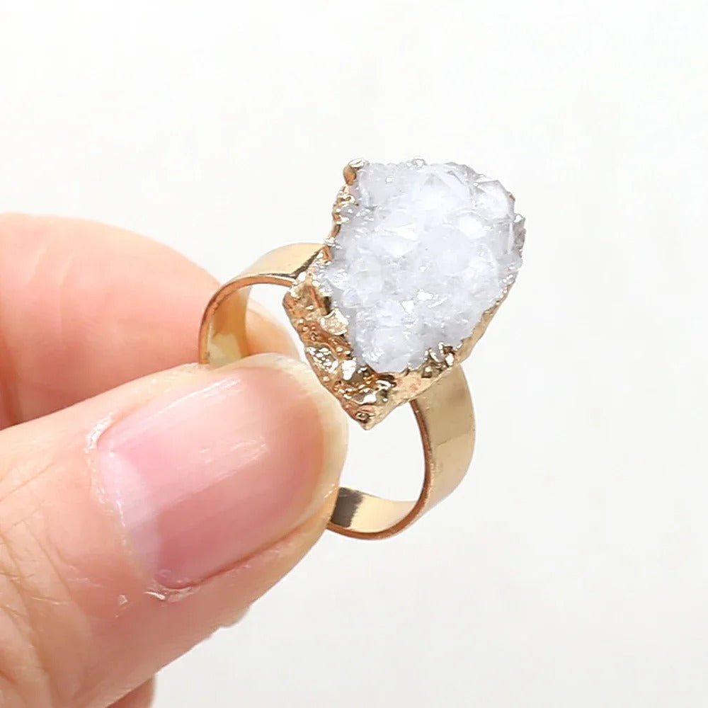 Helende Natuursteen Ring | 14K Verguld Goud & 925 Sterling Zilver