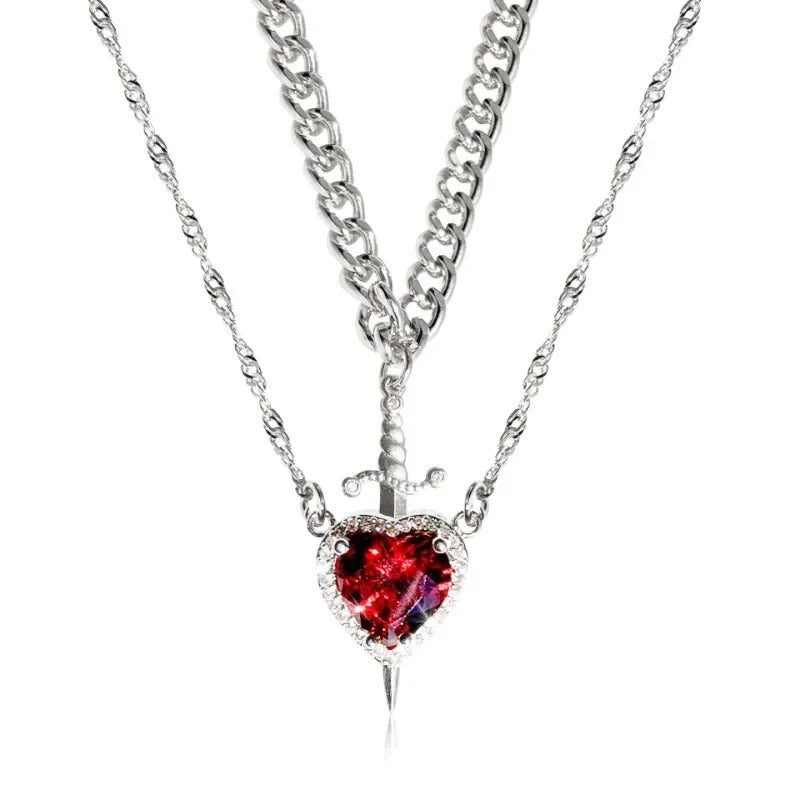 Heart & Sword Necklace Fantasy Collection | Plated 14k Gold