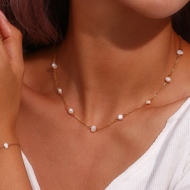 Zoetwaterparel Ketting | 14K Verguld Goud & Hypoallergeen