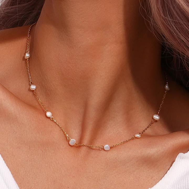 Zoetwaterparel Ketting | 14K Verguld Goud & Hypoallergeen