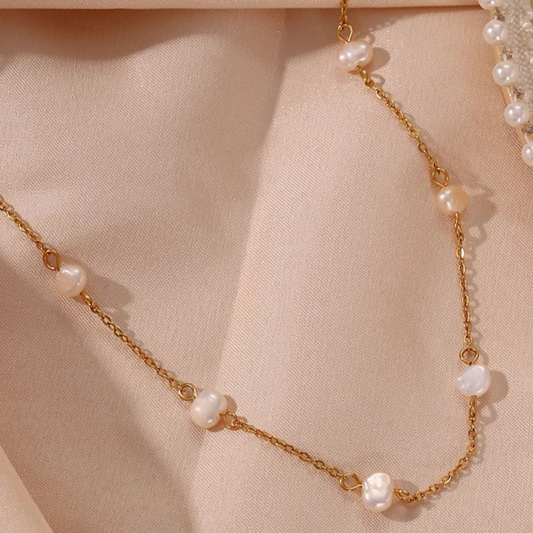 Zoetwaterparel Ketting | 14K Verguld Goud & Hypoallergeen