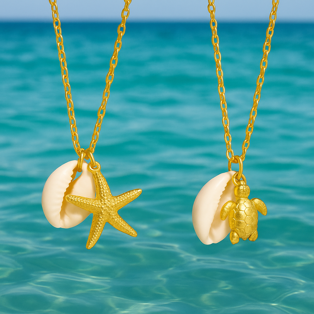 Beach Shell Necklace | Gouden Damesketting met Schelp, Schildpad of Zeester