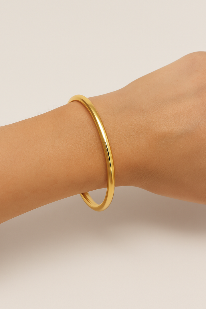 Bracciale schiavo massiccio classico | Oro placcato 14k