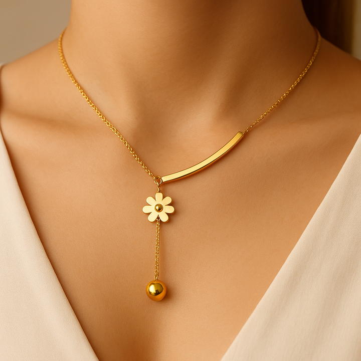 Ketting met Bloemenhanger | 14k Verguld Goud