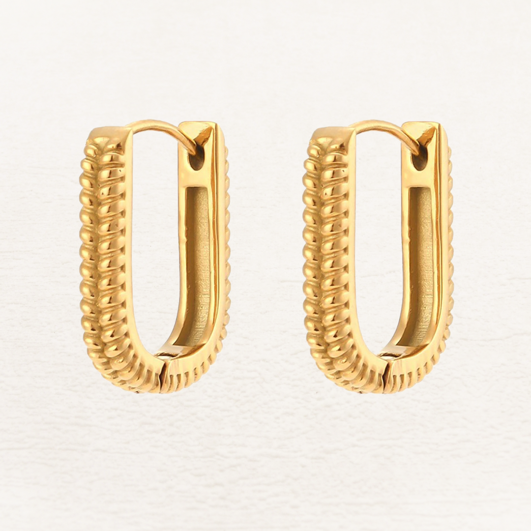 Boucles d'oreilles ovales | Pièce de déclaration en or plaqué 14 carats