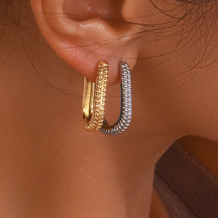 Boucles d'oreilles ovales | Pièce de déclaration en or plaqué 14 carats