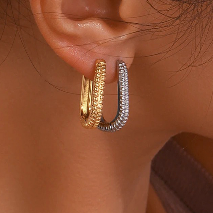 Boucles d'oreilles ovales | Pièce de déclaration en or plaqué 14 carats