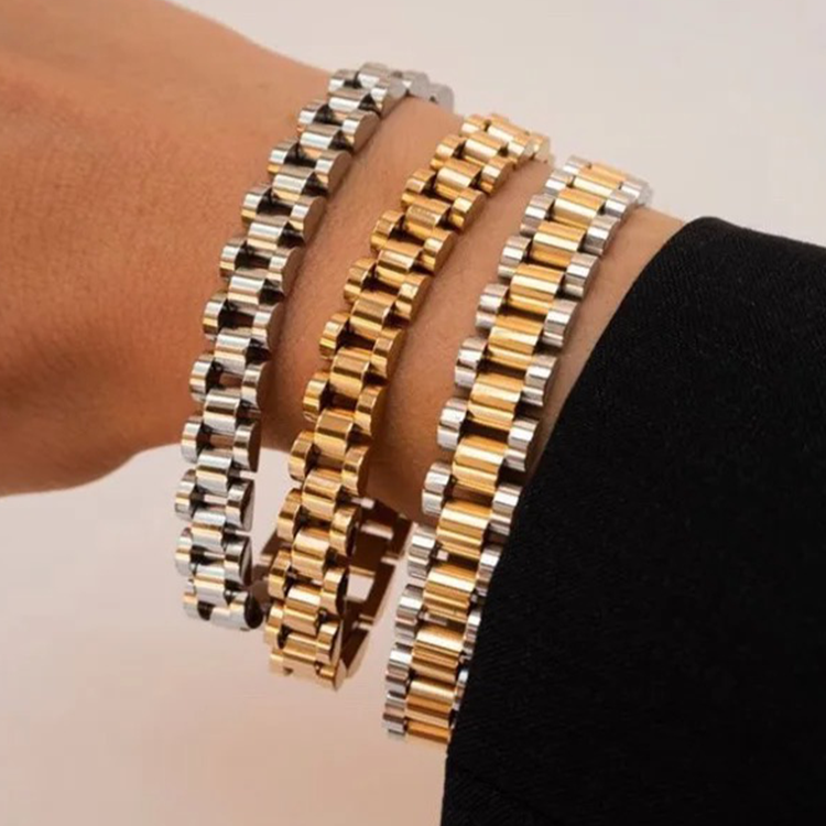 Large bracelet à maillons | Or & Argent Design bicolore