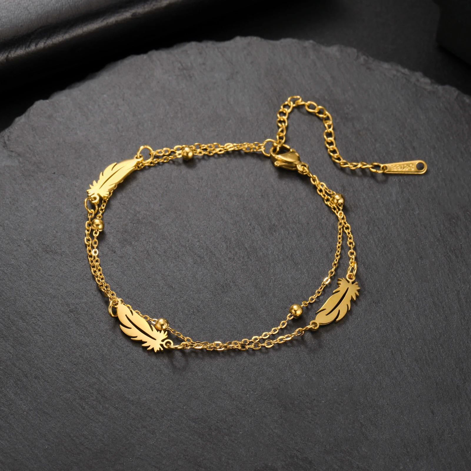 Bracelet avec breloques à ressort | Or plaqué 14 carats