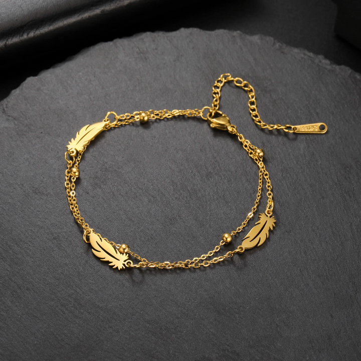 Bracelet avec breloques à ressort | Or plaqué 14 carats