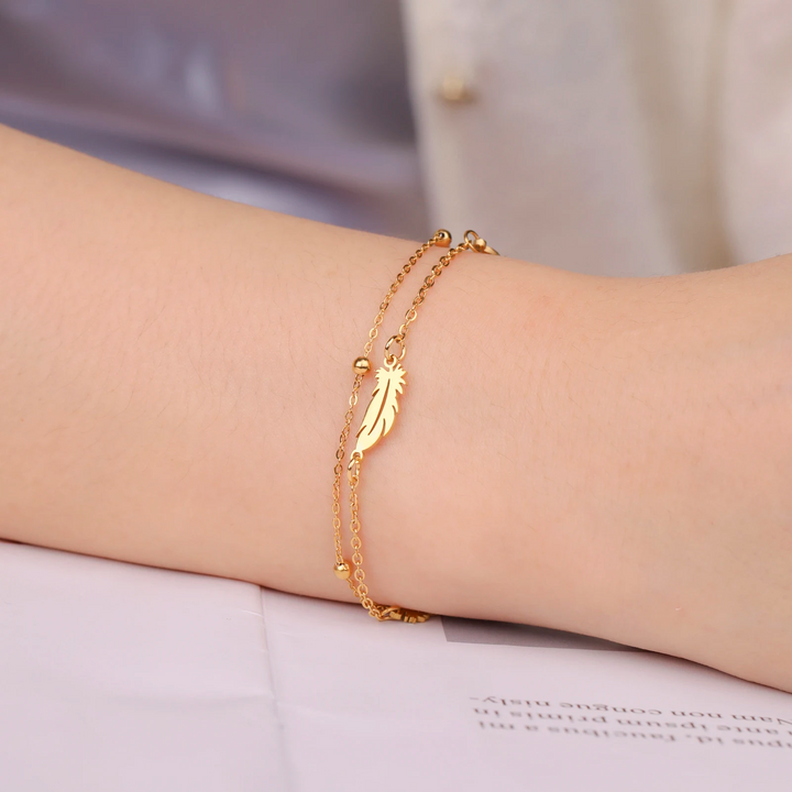 Bracelet avec breloques à ressort | Or plaqué 14 carats