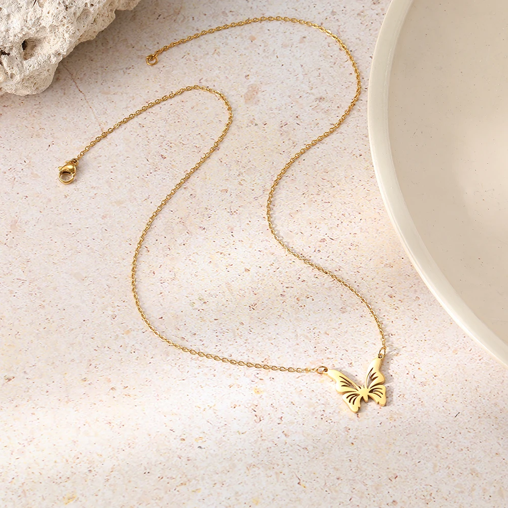 Collana con ciondolo a farfalla | Oro placcato 14k