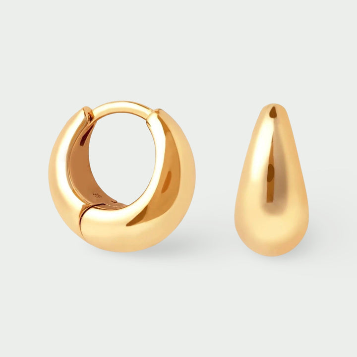 Créoles minimalistes Huggie | Or 14K plaqué, mignonnerie et élégance
