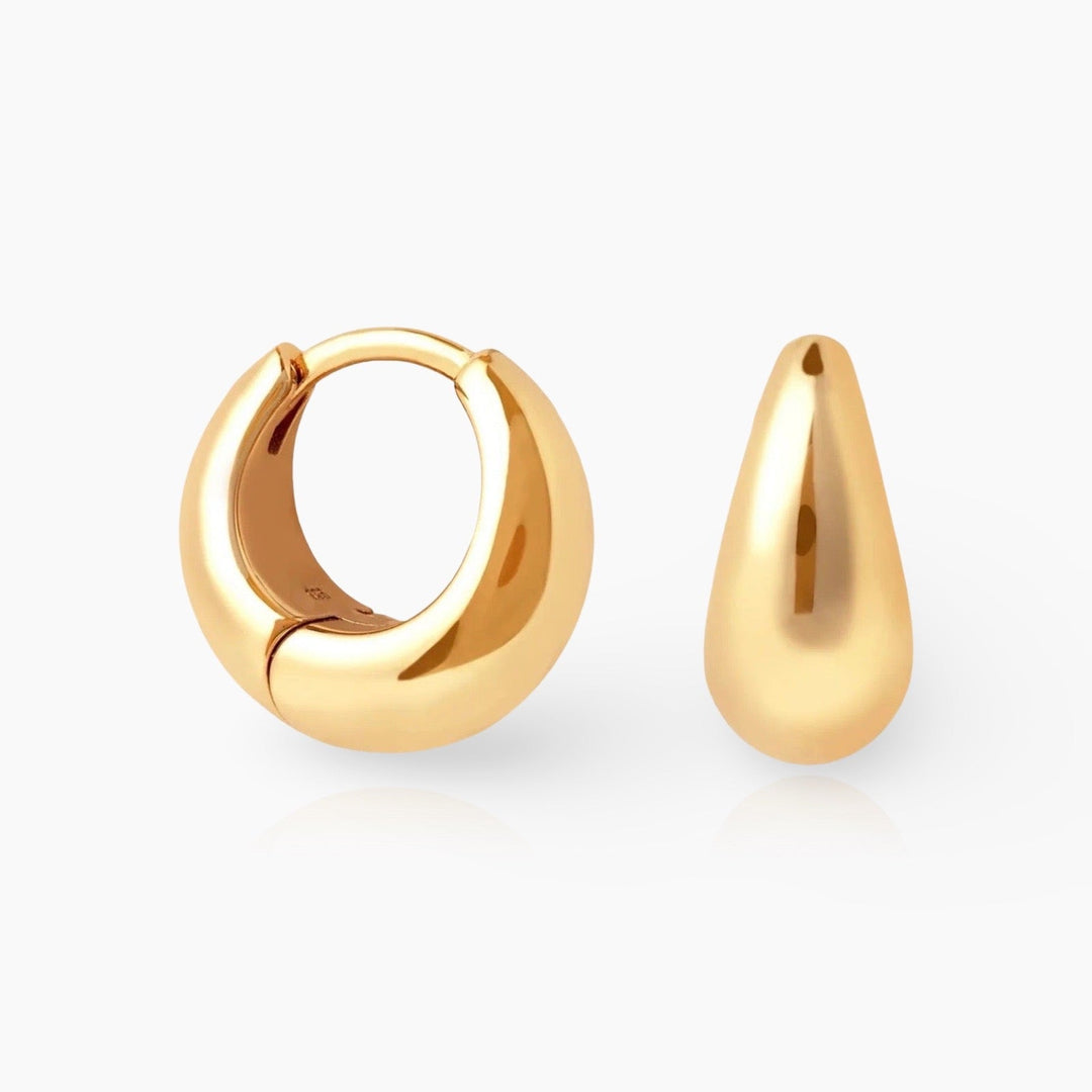 Créoles minimalistes Huggie | Or 14K plaqué, mignonnerie et élégance
