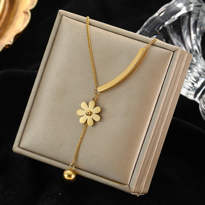 Ketting met Bloemenhanger | 14k Verguld Goud
