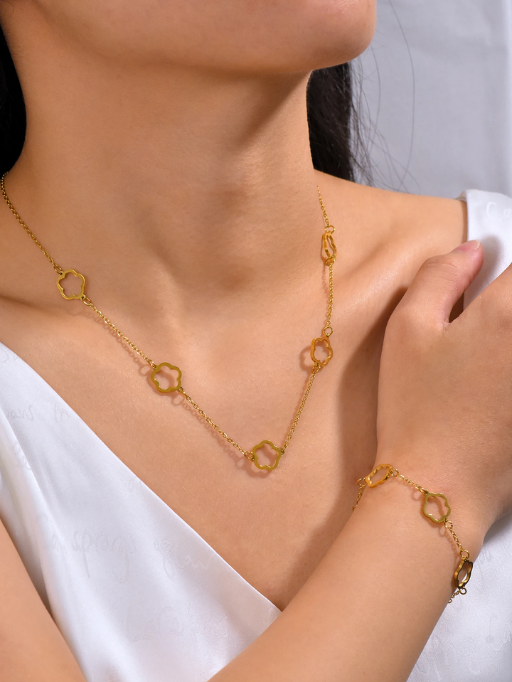 Ketting met Klavertjes | 14k Verguld Goud