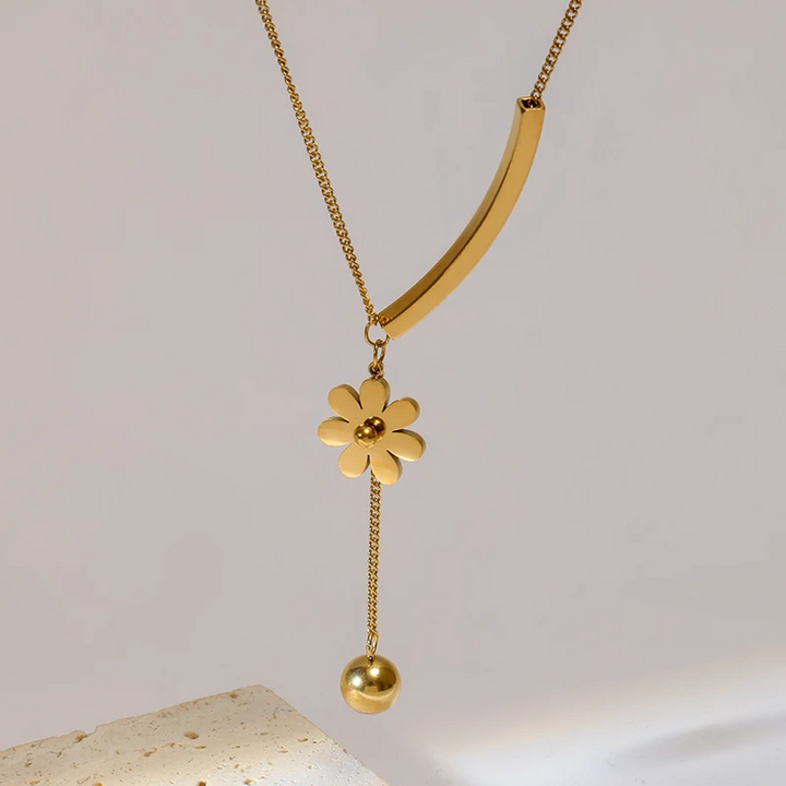 Ketting met Bloemenhanger | 14k Verguld Goud