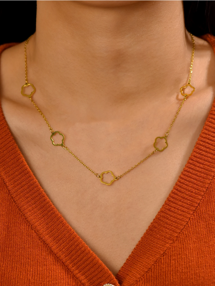 Ketting met Klavertjes | 14k Verguld Goud