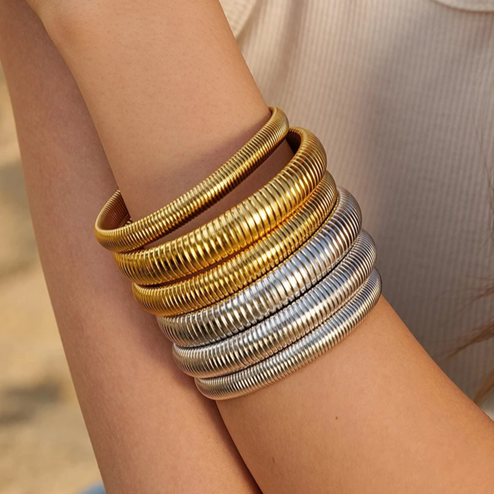 Élégant bracelet serpent | pièce statement en or 14 carats plaqué