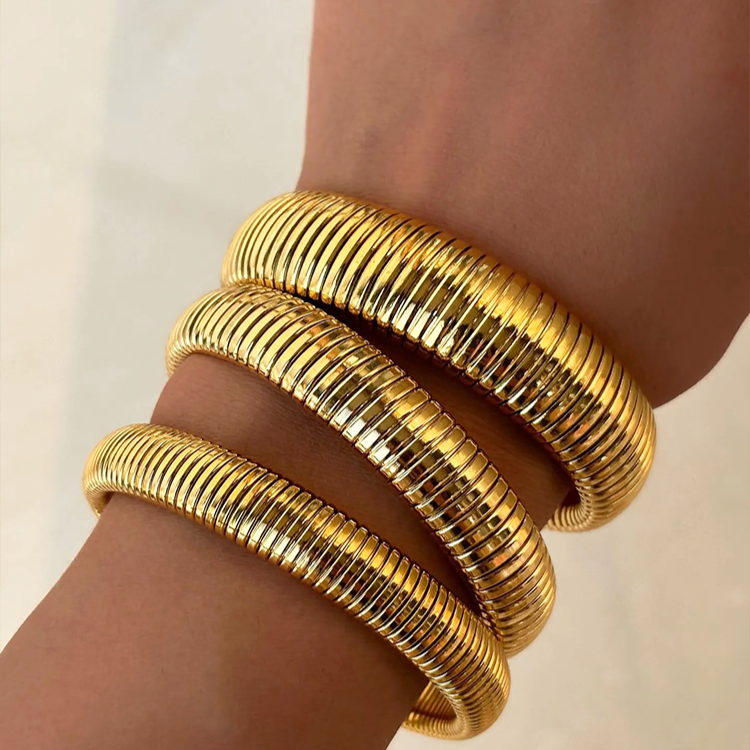 Élégant bracelet serpent | pièce statement en or 14 carats plaqué