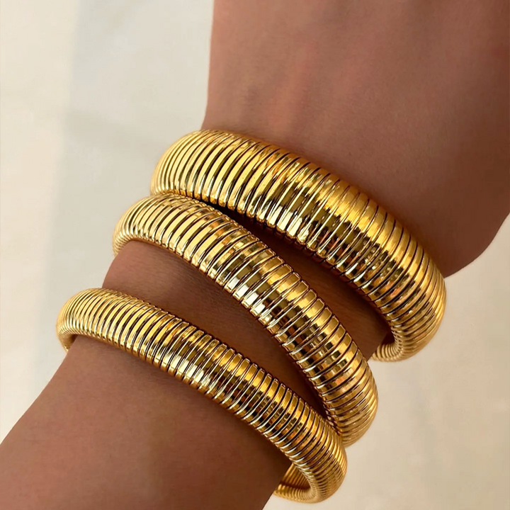 Élégant bracelet serpent | pièce statement en or 14 carats plaqué