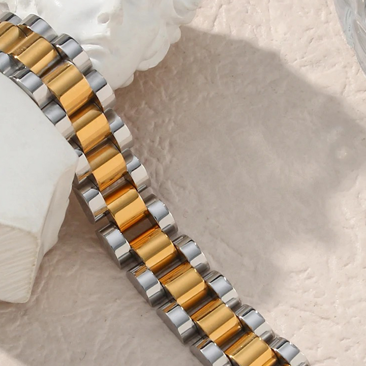 Large bracelet à maillons | Or & Argent Design bicolore